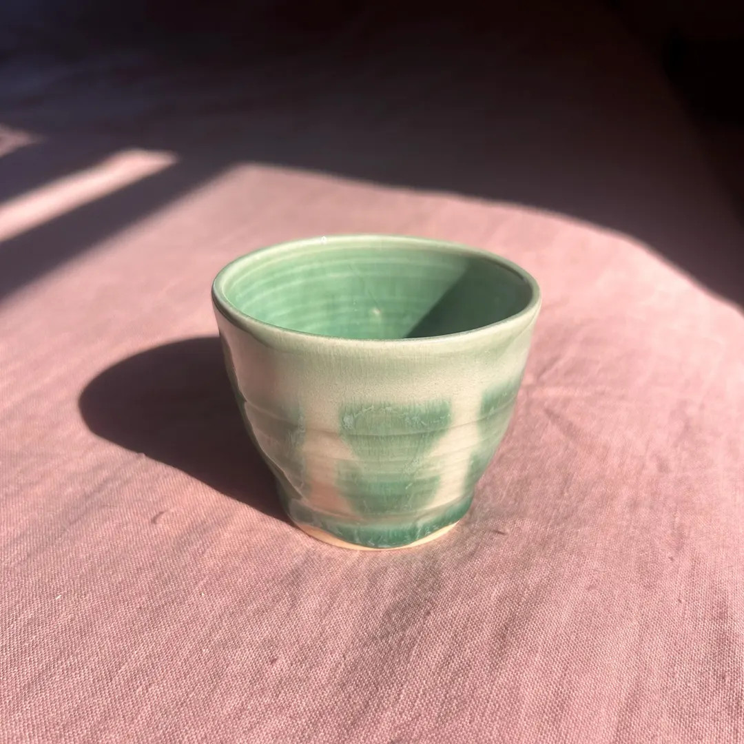 Handmade Green Glazed Ceramic Cup: Wheel Thrown Cappuccino Mug - Etsy | Etsy (US)