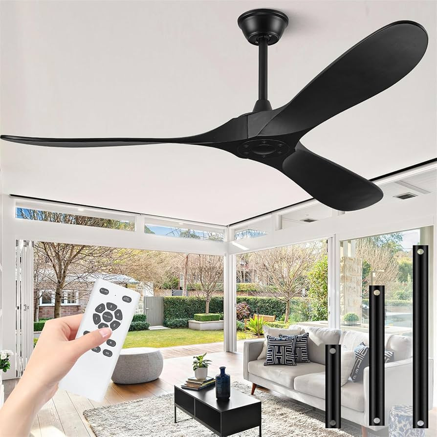 72" Outdoor Ceiling Fans for Patios, Matte Black Ceiling Fans Without Lights, 3 Blades Wood Ceili... | Amazon (US)