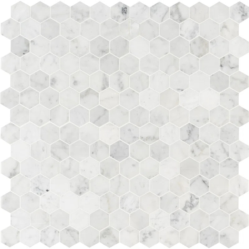 Carrara 2" x 2" Marble Honeycomb Mosaic Wall & Floor Tile | Wayfair North America