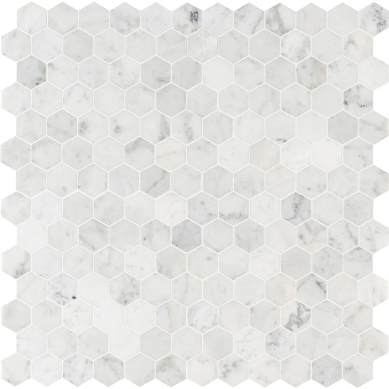 Carrara 2" x 2" Marble Honeycomb Mosaic Wall & Floor Tile | Wayfair North America