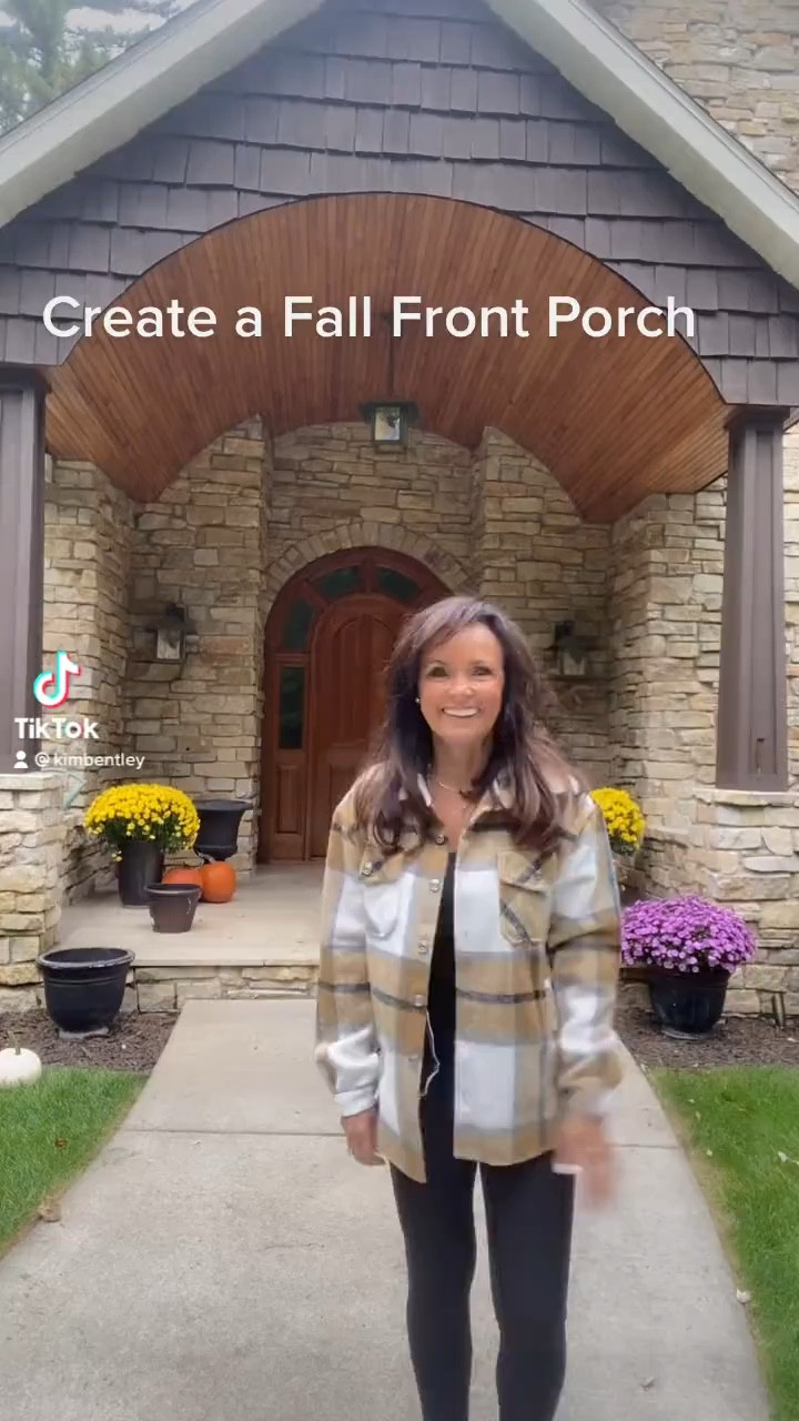 Create a beautiful Fall front porch! Layer outdoor area rugs with a coir monogram doormat. This is the fall porch look from last year. I love the marina stripes on this outdoor area rug because it’s super easy to clean and the doormat is heavy duty and fits perfectly in front of the front door. Fill your outdoor pots with mums and add pumpkins to complete an inviting Fall entryway. I can’t wait to share this years look!
My Fall outfit including shacket is also linked!
Kimbentley

#LTKActive #LTKHome #LTKSeasonal