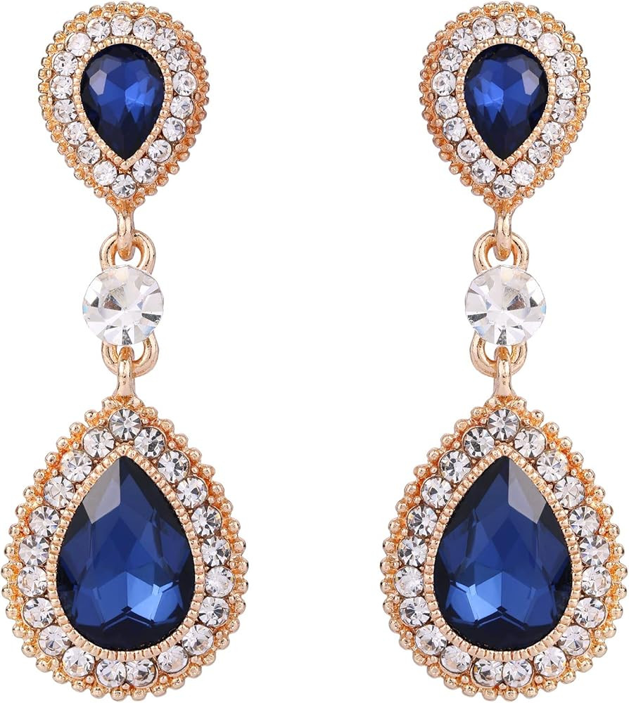 BriLove Women's Wedding Bridal Crystal Teardrop Infinity Figure 8 Dangle Earrings | Amazon (US)