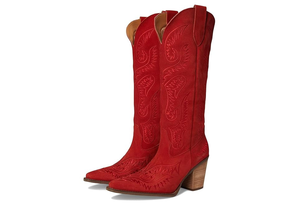 Dingo Evita Cowboy Women's Boots Red : 9.5 B - Medium, Leather/Suede | Zappos