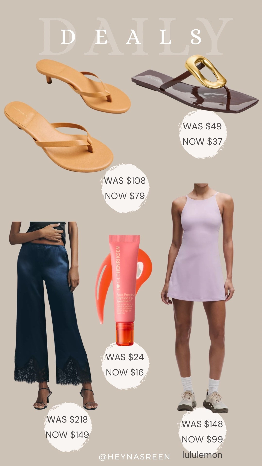 Daily deals on Anthropologie sandals, Jeffrey Campbell sandals, lululemon dress, Olehenriksen lip gloss, Reformation pants