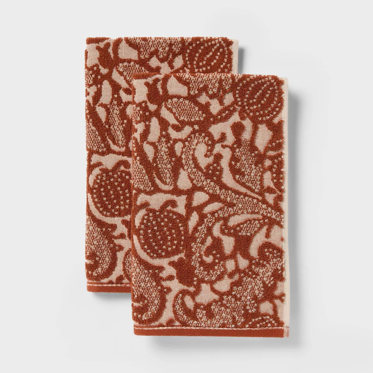 2pk Botanical Pumpkin Harvest Hand Towel Set Ivory/ Brown - Threshold\u2122 | Target
