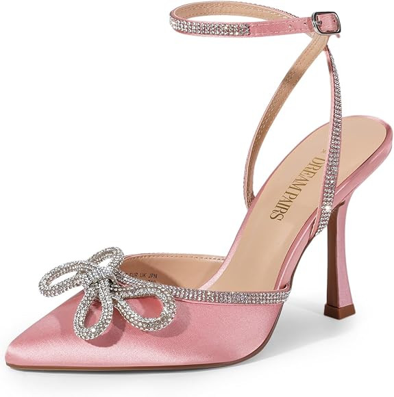 DREAM PAIRS Women's High Heels Destiny Closed Toe Strappy Heels Sexy Rhinestone Ankle Strap Pumps... | Amazon (US)
