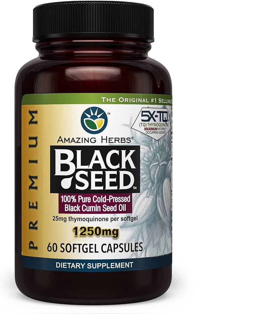 Amazing Herbs Premium Black Seed Oil Capsules - High Potency, Cold Pressed Nigella Sativa Aids in... | Amazon (US)