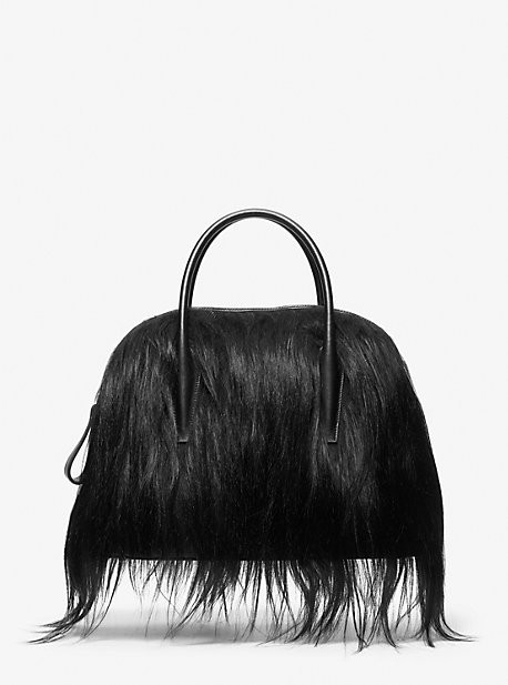 Kaitlin Large Long Haired Shearling Dome Satchel | Michael Kors US