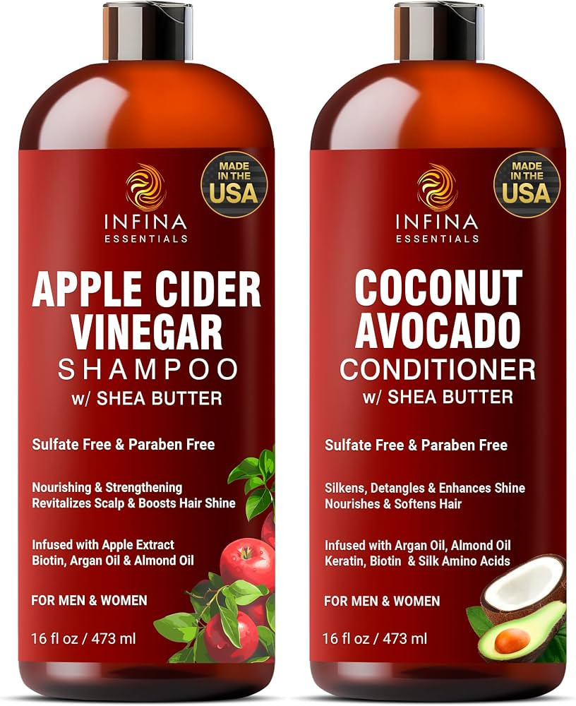 Apple Cider Vinegar Shampoo and Conditioner Set Sulfate Free - Itchy Scalp Shampoo w/ Moisturizin... | Amazon (US)