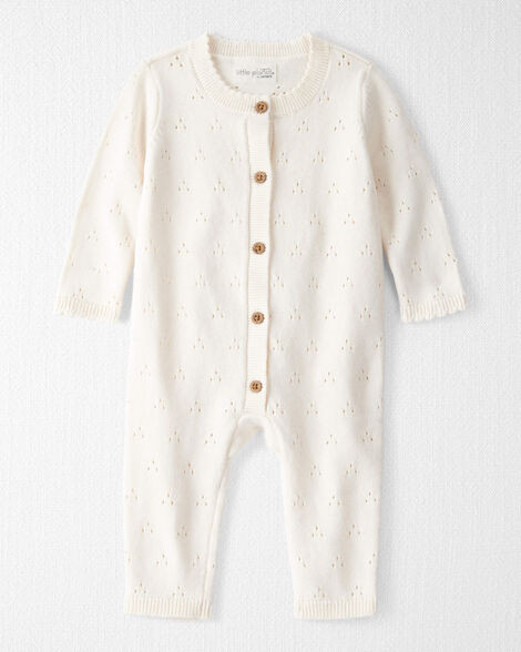 Baby Girl Organic Cotton Sweater Knit Pointelle Jumpsuit | Carter's Inc