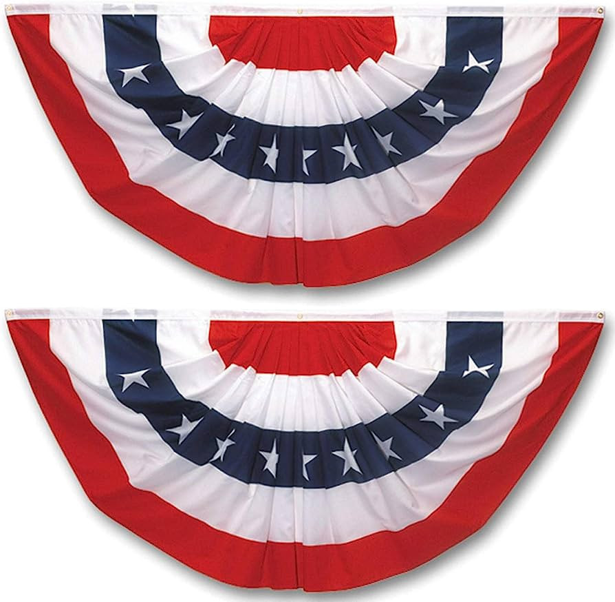 Pleated Fan Flag 2 Pack Patriotic American Bunting Flags for 4th of July/President's Day/Veterans... | Amazon (US)