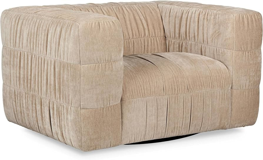 Classic Concepts Afeela Upholstered Fabric Swivel Chair in Vanilla | Amazon (US)