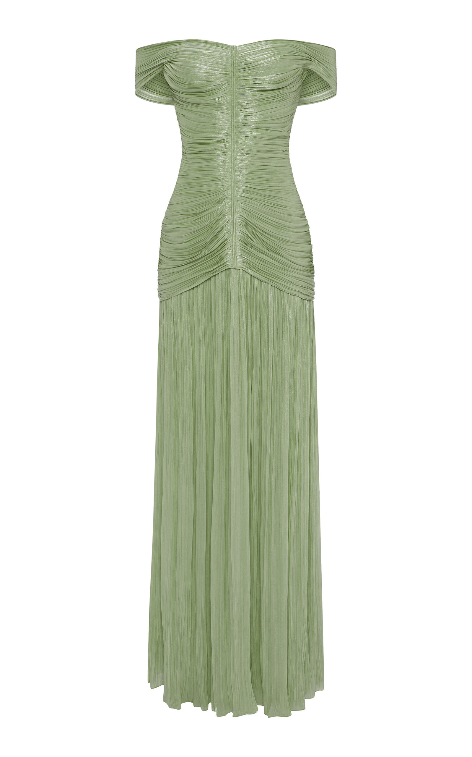 Marmar Halim - Ruched Silk-Satin Gown - Green - EU 42 - Moda Operandi | Moda Operandi (Global)