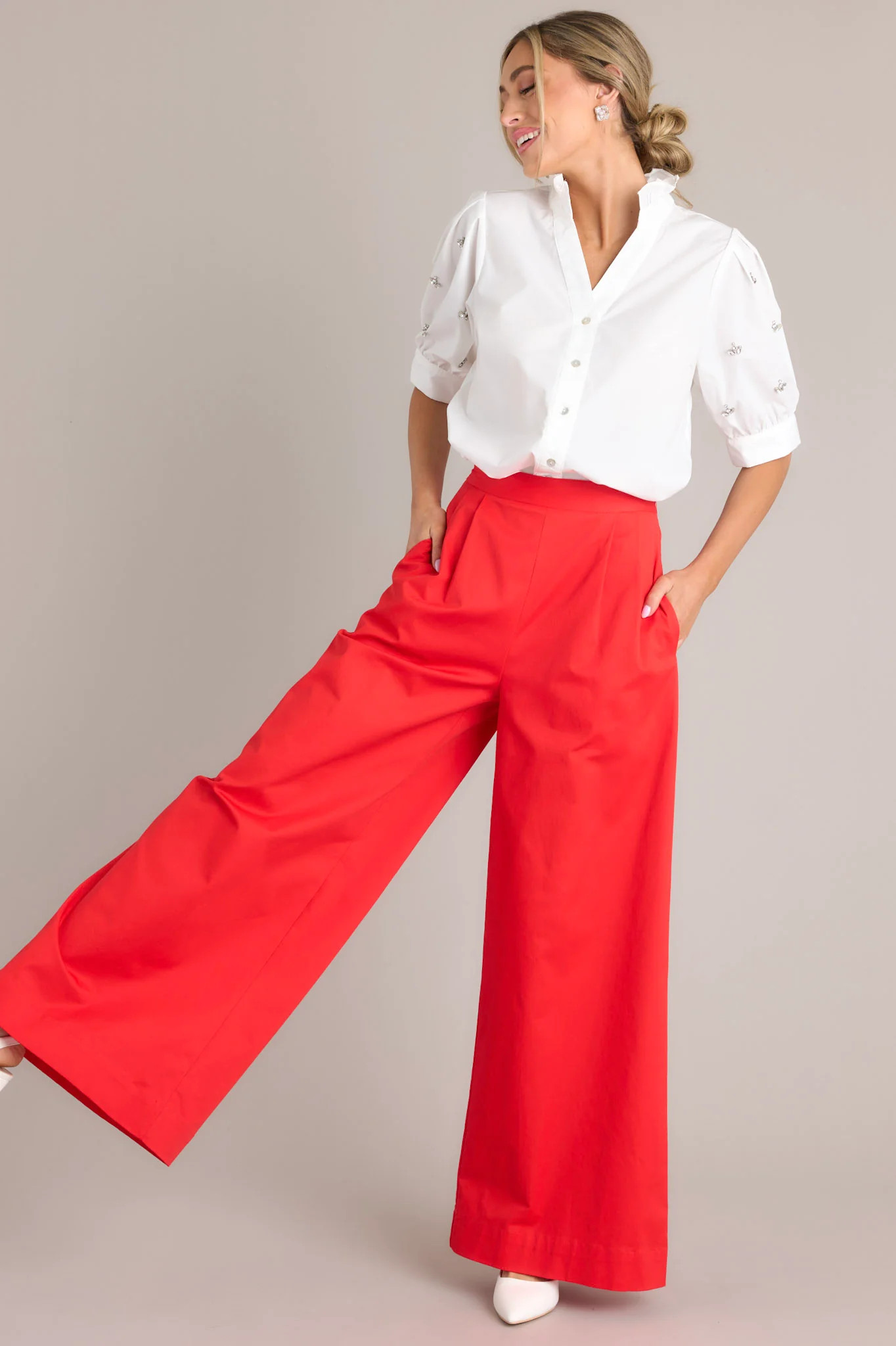 Sweet Taste Cherry Red Wide Leg Pants | Red Dress