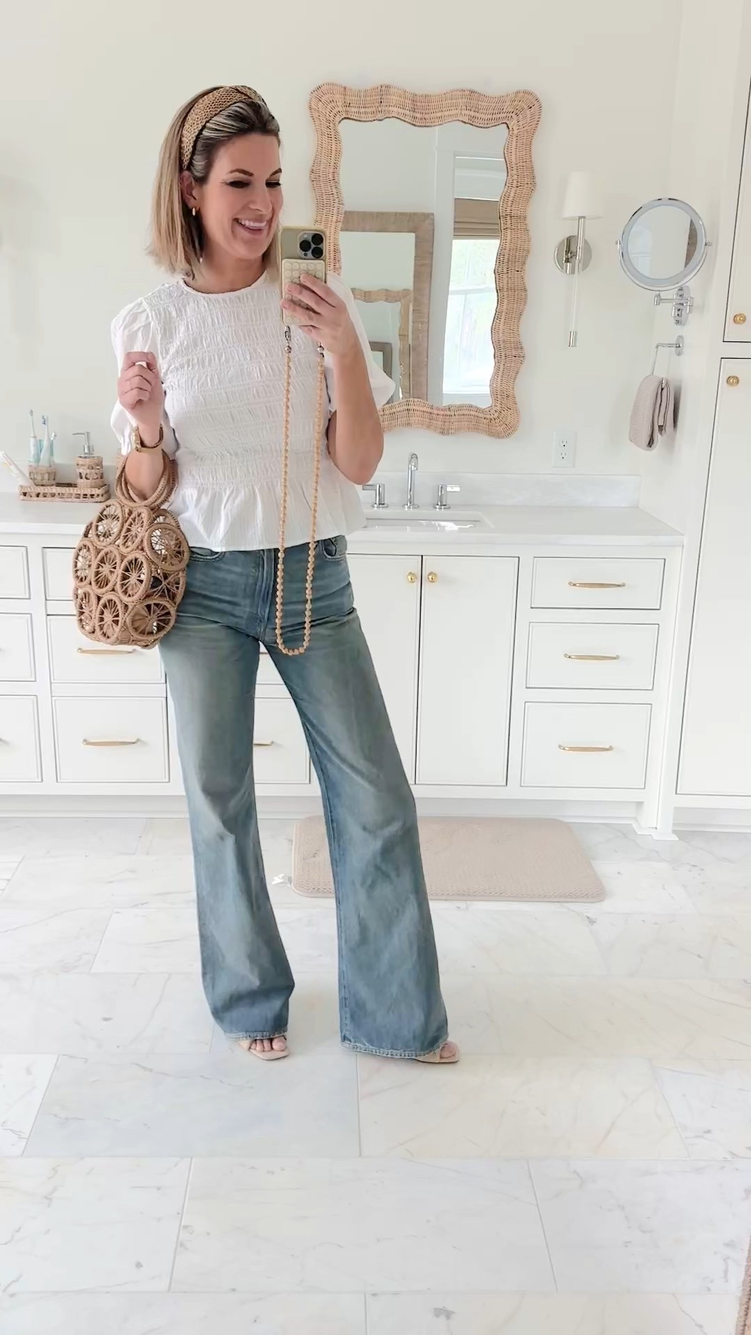 I am 5’11” in small tall top and 27 jeans.  Sandals true to size.  Spring outfit. Date night outfit.  

#LTKOver40 #LTKSaleAlert #LTKTall