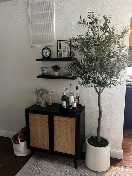 Tree is from Costco! Bar cart. Bar cabinet. Living room decor. Amazon furniture. 

#LTKFindsUnder100 #LTKFindsUnder50 #LTKHome