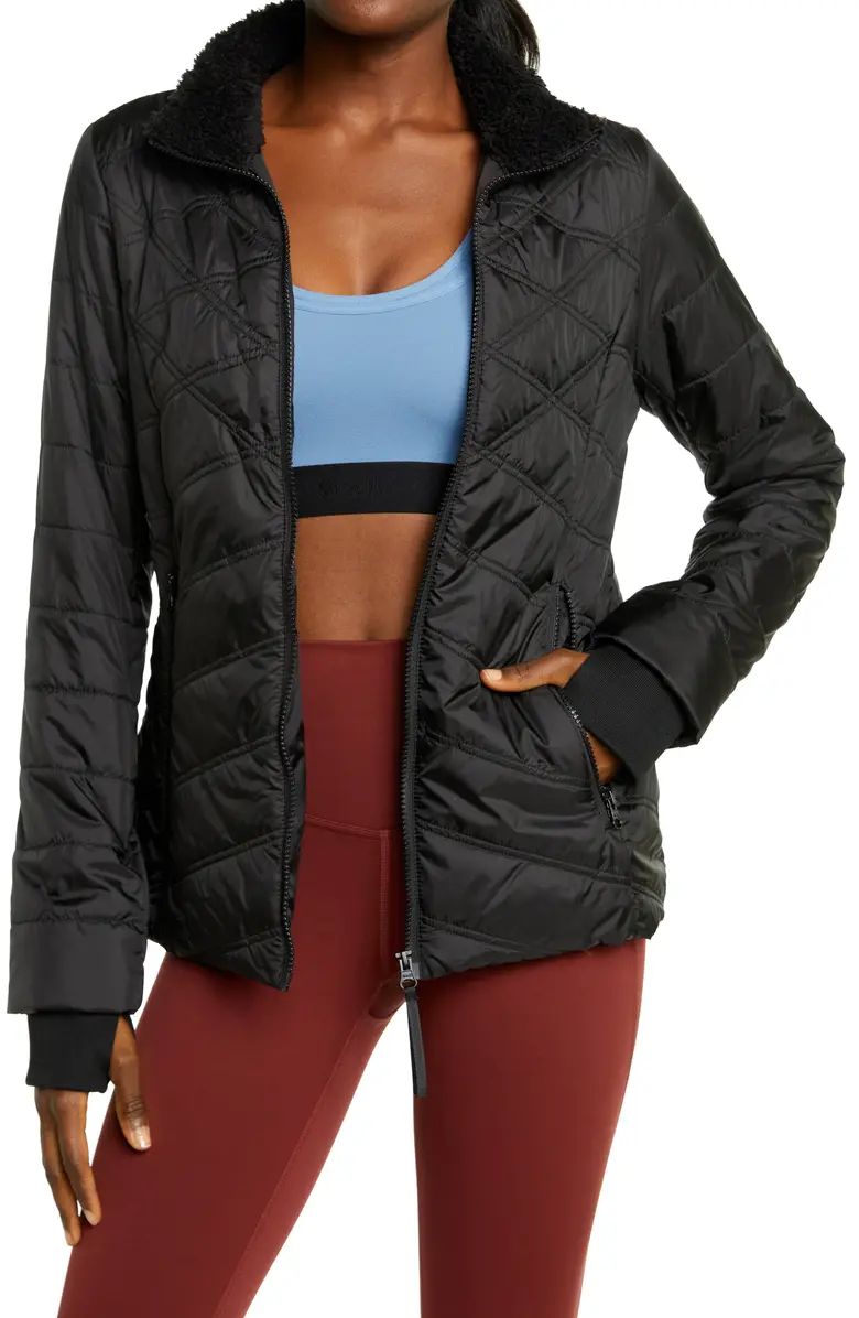 Quilted Short Puffer Jacket with Faux Fur Trim | Nordstrom