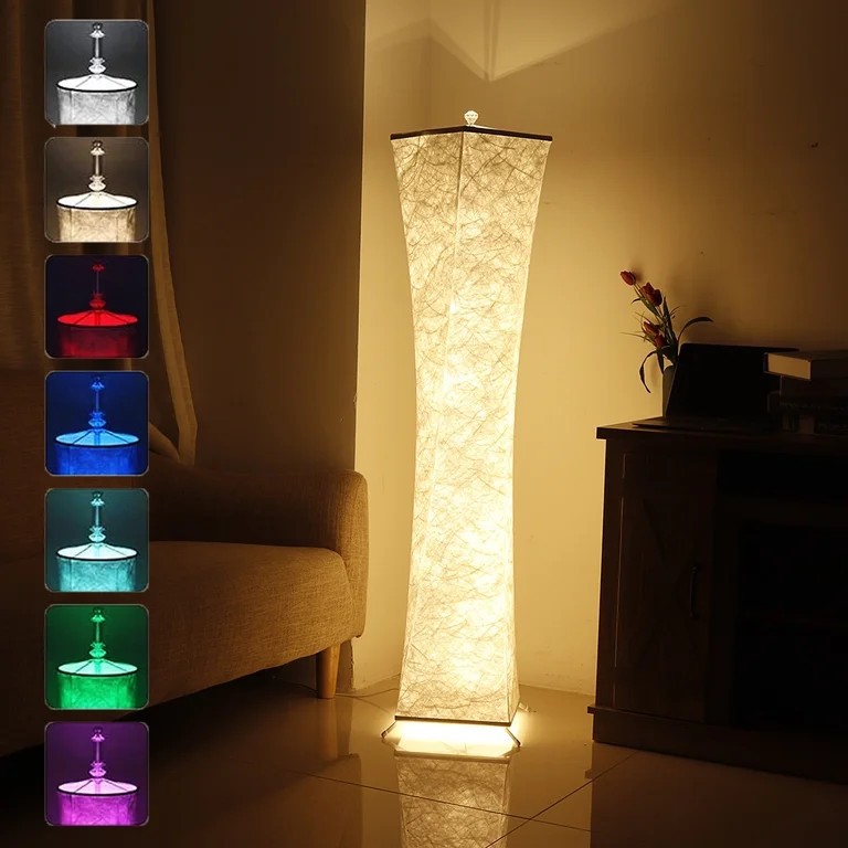 Soft Light Floor Lamp, RGB Color Changing Dimmable Tall Lamp with White Fabric Shade and Remote C... | Walmart (US)