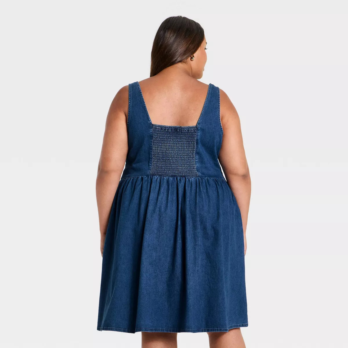 Women's Denim Midi A-Line Dress - Ava & Viv\u2122 Medium Wash 3X | Target