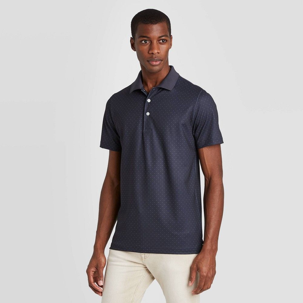 Men's Polka Dot Standard Fit Short Sleeve Polo T-Shirt - Goodfellow & Co Blue 2XL | Target