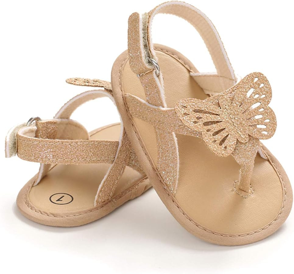 COSANKIM Infant Baby Girls Summer Sandals with Flower Soft Sole Newborn Toddler First Walker Crib... | Amazon (US)