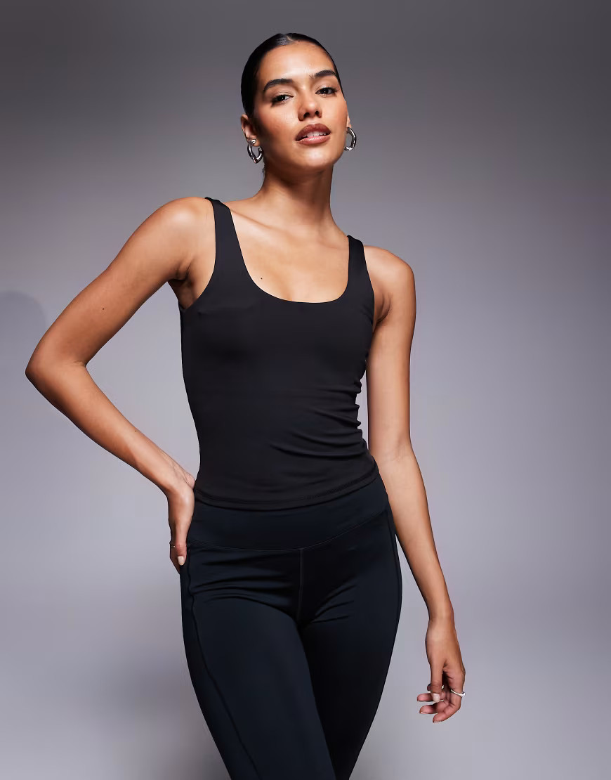 4505 square neck tank top with inner bra in black | ASOS (Global)