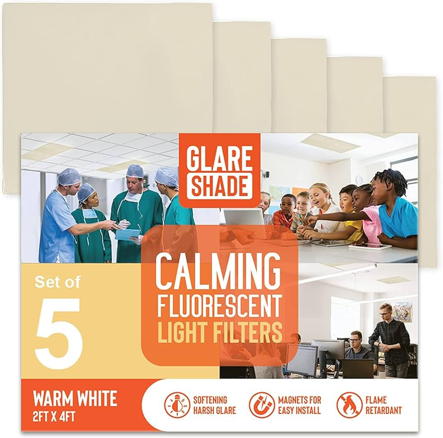 Fluorescent Light Covers for Classroom or Office | Magnetic Fluorescent Light Covers for Ceiling ... | Amazon (US)