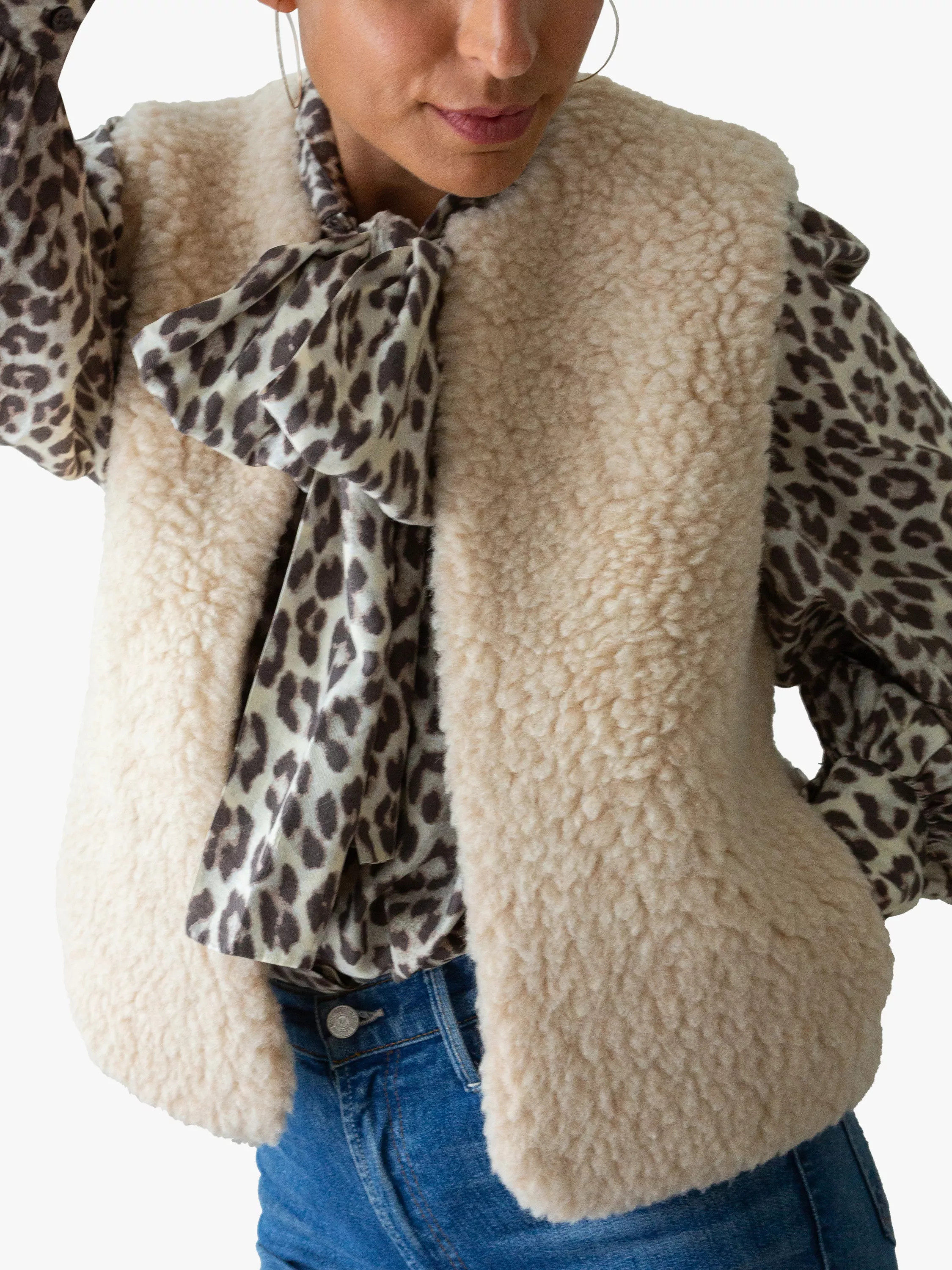 The Small Home Curved Hem Pure Merino Wool Gilet, Natural | John Lewis (UK)