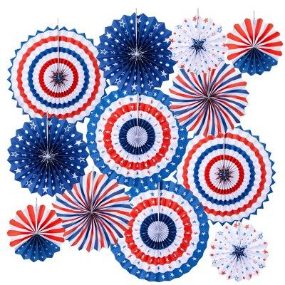 Homarden 4th of July Decorations - Colorful Hanging Paper Fans Set of 12 | Target