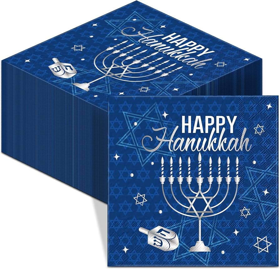 Honoson 100 Pcs Hanukkah Napkins Chanukah Napkins Paper Disposable Cocktail Beverage Napkins Gues... | Amazon (US)