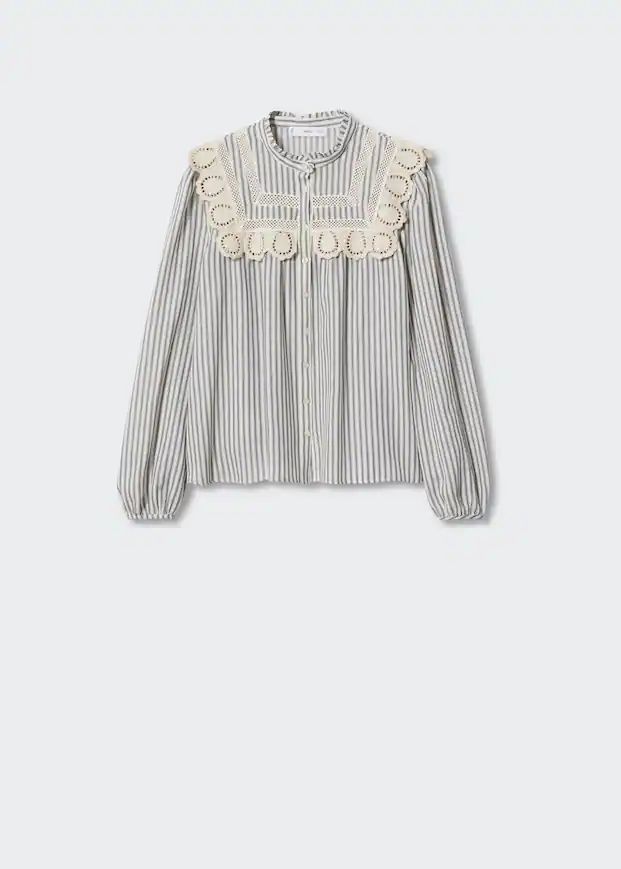 Swiss embroidery cotton blouse | MANGO (US)