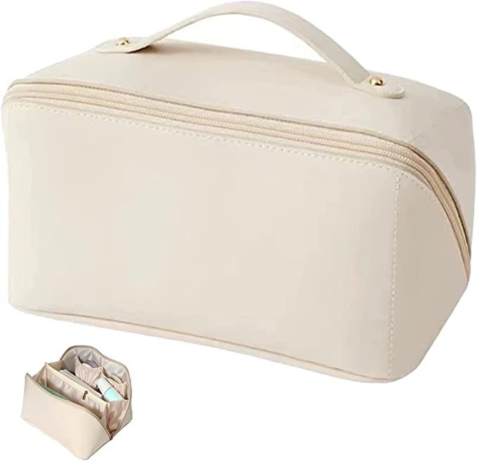 Large Capacity Travel Cosmetic Bag For Women Waterproof Double LayerPortable Waterproof Large-cap... | Amazon (US)
