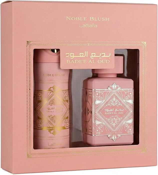 Lattafa Badee Al Oud Noble Blush 2 Pcs Gift Set With 100ml EDP + 200ml Perfumed Spray | Amazon (US)