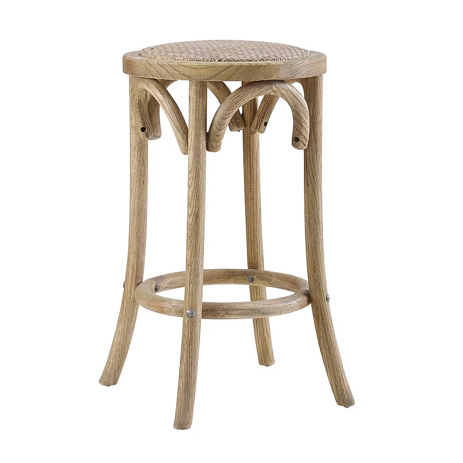 Linon Rae Brown 24-in H Counter height Wood Backless Bar Stool | Lowe's