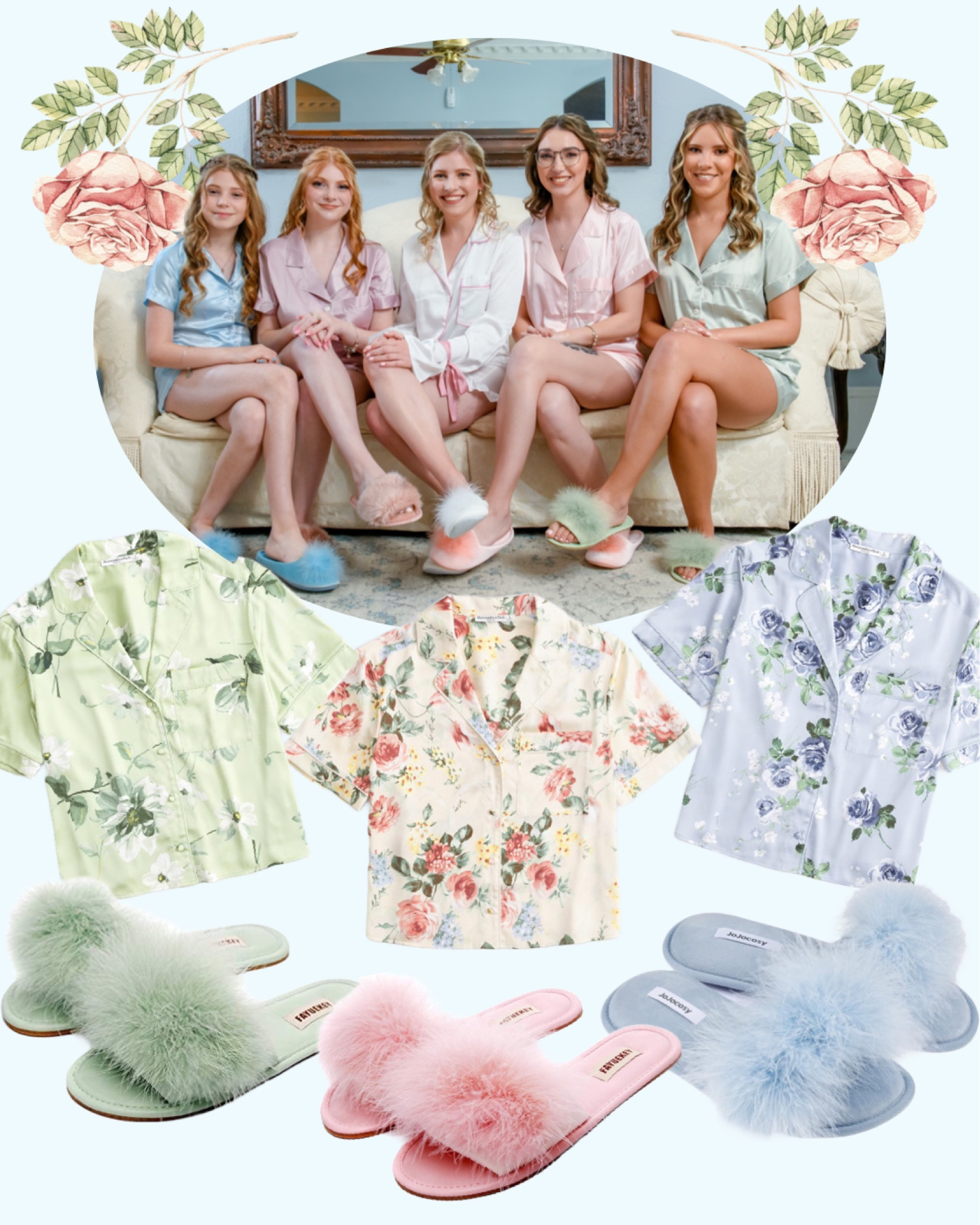 Pastel floral pajamas for the bridal party. Make for the most timeless getting ready photos the morning of your wedding. 

#LTKSpring #LTKWedding