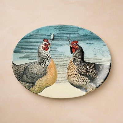 15"x11" Hungry Chickens Stoneware Oval Serving Platter - John Derian for Target | Target