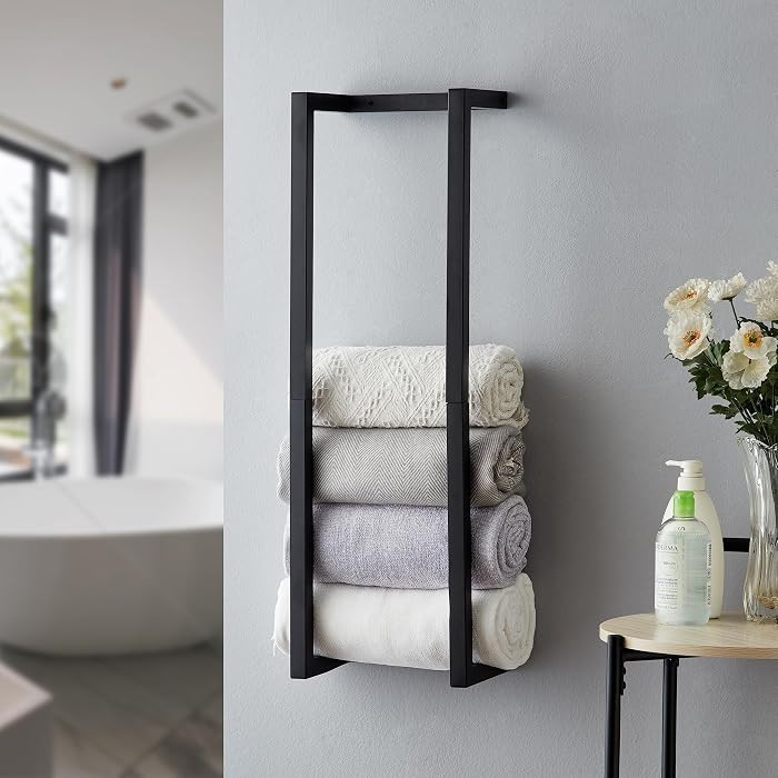Towel Rack for Rolled Towels, Towel Rack for Bathroom,Wall Mounted Metal Bathroom Organizer, Bath... | Amazon (US)
