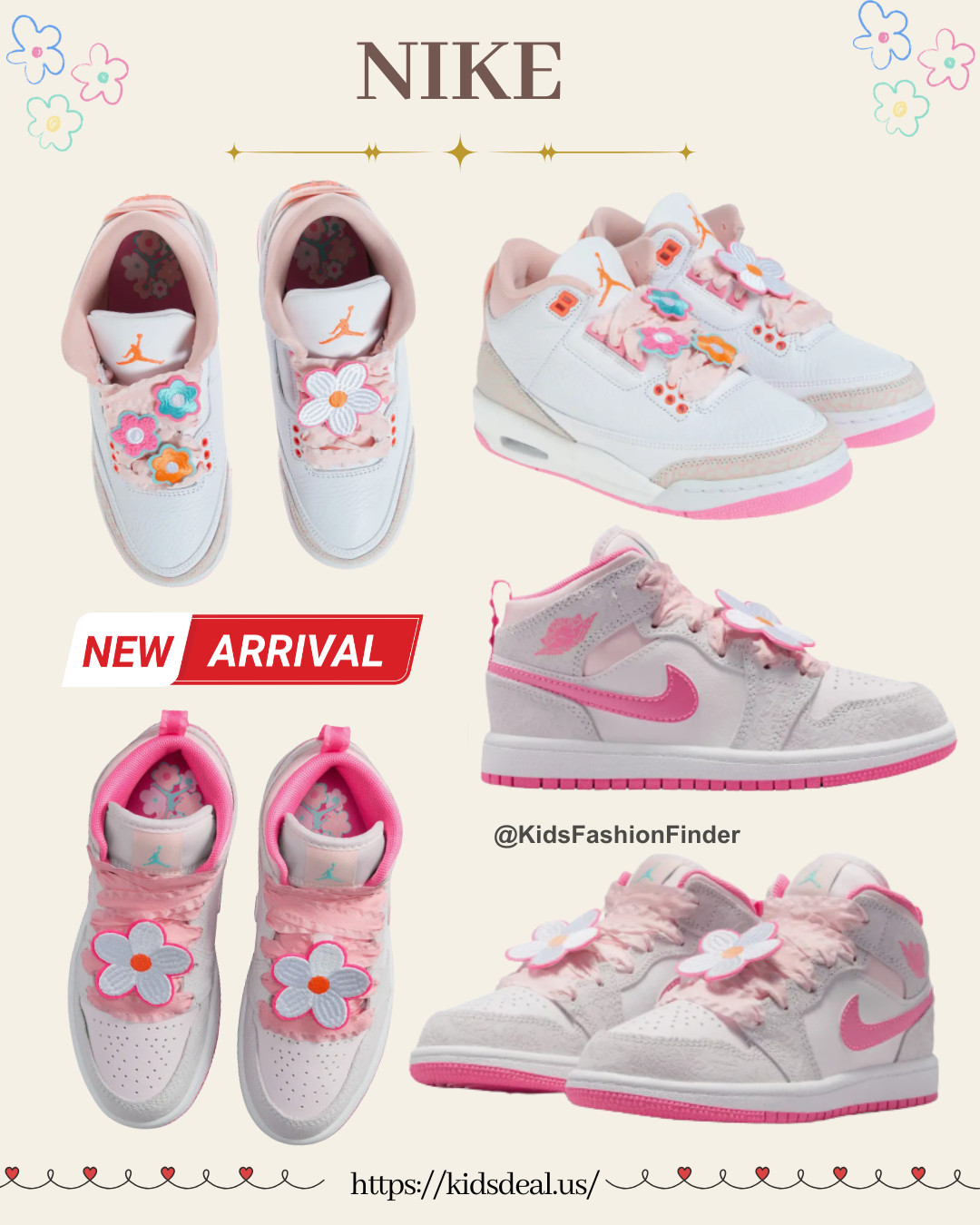🌸👟 Kids’ Air Jordan 1 Mid — Spring Vibes!
This dreamy pink colorway is EVERYTHING 💕
With the cutest floral lace details 🌼, your little one will stand out in style!

Available from toddler to big kids — perfect for matching fits or growing styles ✨

New drop, don’t miss it!🌸💗

#AirJordan1 #JordanKids #KidsSneakers #SpringStyle #PinkAesthetic #MiniFashion #SneakerKids #KidsOOTD #MomFinds #NewDrop #KidsStyle  

 

#LTKFestival #LTKBaby #LTKKids