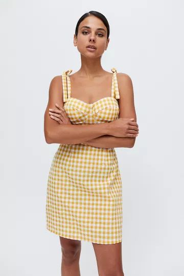 Glamorous Gingham Tie-Strap Mini Dress | Urban Outfitters (US and RoW)