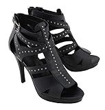 Milwaukee Performance MBL9452 Women's Black Stiletto Heeled Sandals with Studded Ankle Straps - 6 | Amazon (US)