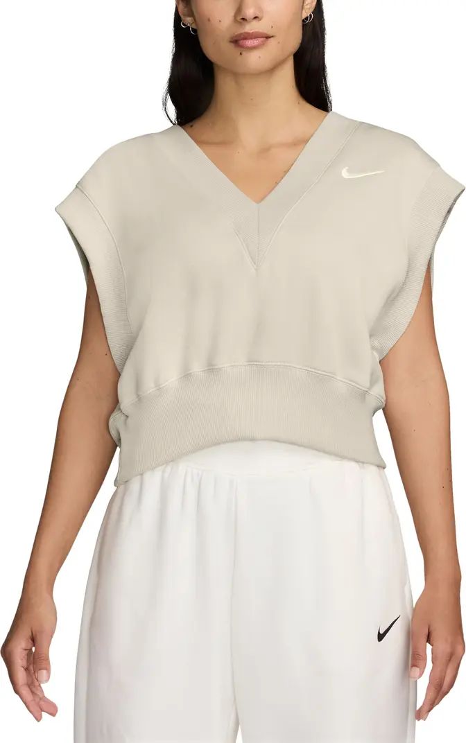 Nike Sportswear Phoenix Fleece Cap Sleeve V-Neck Crop Sweatshirt | Nordstrom | Nordstrom