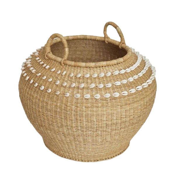 Seashell Round Storage Basket | Cailini Coastal