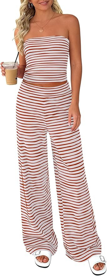 PRETTYGARDEN Two Piece Striped Sets for Women Summer Travel Outfits 2026 Spring Y2K Going Out Vac... | Amazon (US)