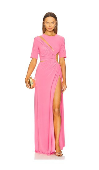 Sid Neigum Gathered Slit Maxi Dress in Pink. - size XS | Revolve Clothing (Global)