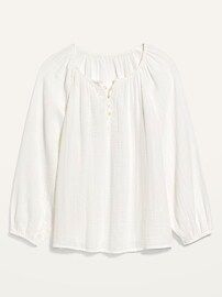 Shirred Double-Weave Long-Sleeve Blouse for Women | Old Navy (US)