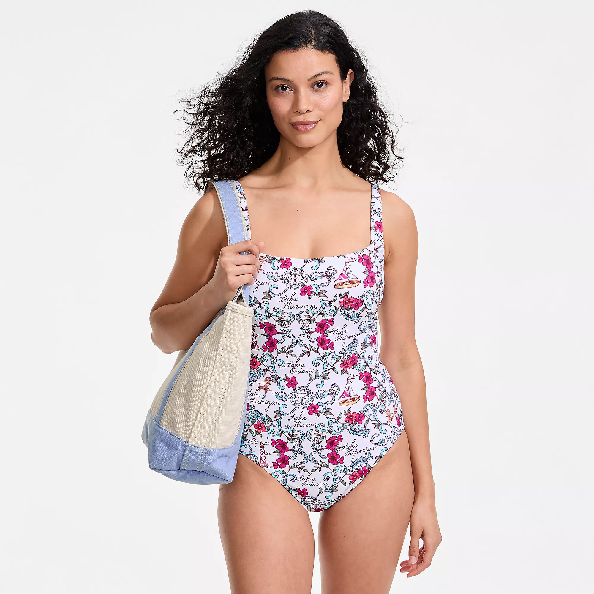 Women's LE x T and T The Tiffany Square Neck One Piece | Lands' End (US)