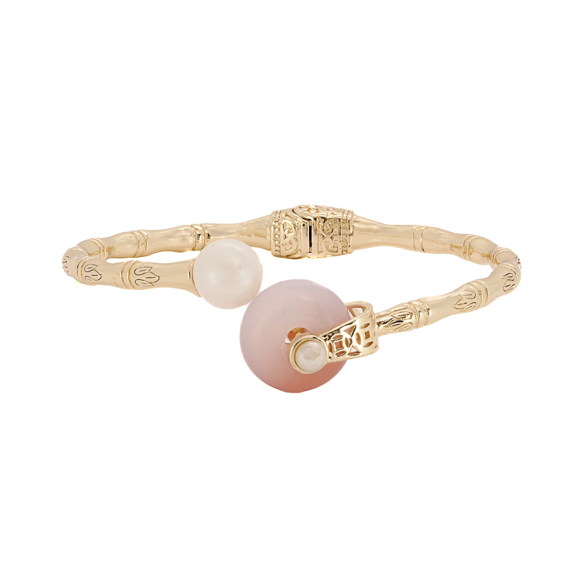 Cleopatra Quartz & Pearl Cuff Bracelet - Gold | Wolf & Badger (US)