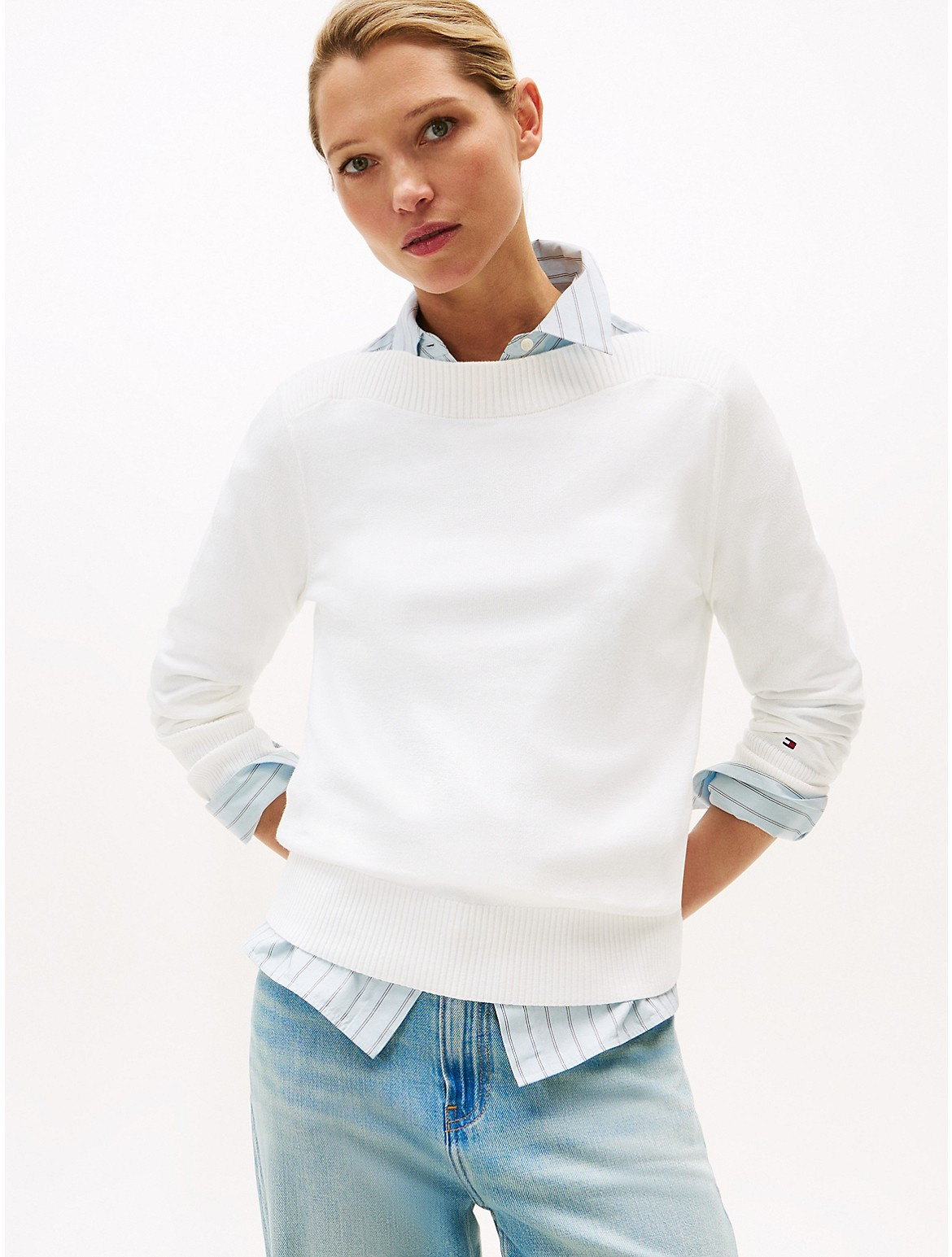 Tommy Hilfiger Women's Boatneck Sweater - White - S | Tommy Hilfiger (US)