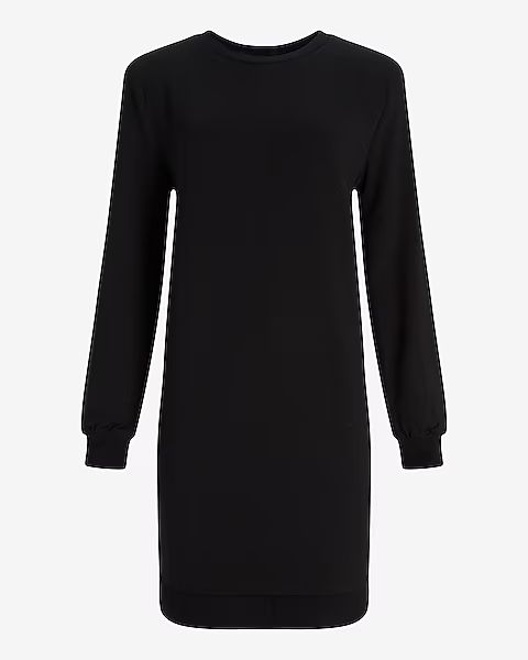 Padded Shoulder Long Sleeve Sweatshirt Dress | Express