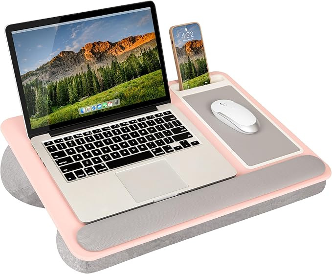 LAPGEAR Home Office Pro Lap Desk with Wrist Rest, Mouse Pad, and Phone Holder - Pink - Fits up to... | Amazon (US)